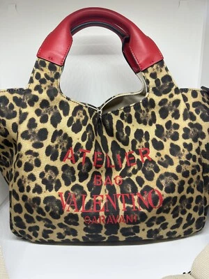 Сумка с короткими ручками Valentino Garavani Animalier Atelier холщовая с принтом средний коричневый цвет с принтом - Изображение 1 из 4