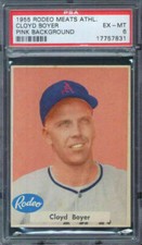 1955 Rodeo Meats Cloyd Boyer (pink) PSA 6 Kansas City Athletics