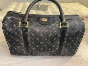 Gucci Vintage Monogram Canvas Boston Bag Purse Black Leather - Picture 1 of 8