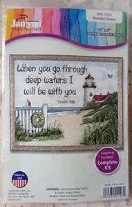 Janlynn PEACEFUL SHORES 999-7203 Counted Cross Stitch Kit 12" x 9" Isaiah 43:2 - Imagen 1 de 6