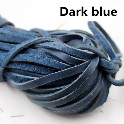 Cuerda de encaje de cuero real de vaca plana de 3 mm de alta calidad ~ natural Foto 1 de 4