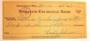 Cheque usado Tobacco Exchange Bank 1959 Edgerton Wisconsin - Imagen 1 de 2
