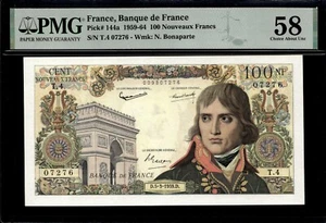 France. 100 Nouveaux Francs 1959-64 PICK #144a PMG58 #ONE-1 - Picture 1 of 2