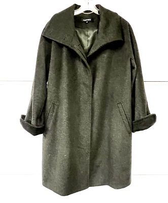 Jaqueta Ellen Tracy inverno top over coat 14W mistura de lã musgo cinza botão frontal - Imagem 1 de 4