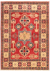 Alfombra oriental kazaja anudada a mano 143x103 cm-nueva, fina, alfombra, alfombra, roja - Imagen 1 de 10