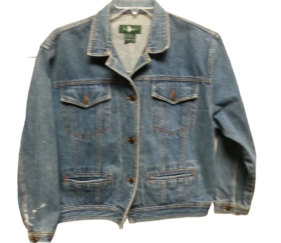 Chaqueta vaquera HUNT CLUB para mujer talla L con botones delanteros 4 bolsillos pintura grunge  Foto 1 de 4