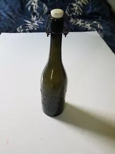 ANTIKE DUNKELOLIVGRÜNE BIERFLASCHE WEIN KERAMIK TOPPER TSCHECHISCHE REPUBLIK BLOB TOP - Bild 1 von 6