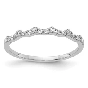 14k White Gold Diamond Scalloped Ring for Women Size 7 - Picture 1 of 6