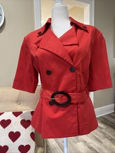 Chaqueta Blazer Vintage Años 80 Roja Manga Corta Doble Chaleco Cinturón 16 Navidad - Imagen 1 de 13