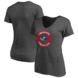 Women's Heather Gray Columbus Blue Jackets #WeSkateFor V-Neck T-Shirt - Picture 1 of 3