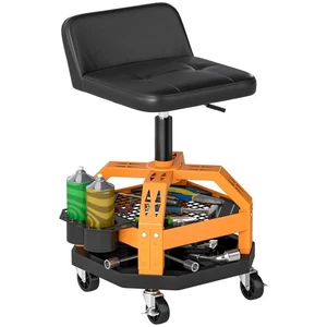 Rolling Mechanic Stool, 300 LBS Capacity Pneumatic Creeper Garage Stool with ... - Picture 1 of 9