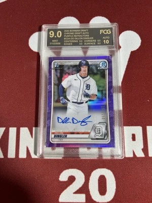 2020 Bowman Draft Dillon Dingler 1st Bowman Chrome Purple Auto /250 FCG 9/10 - Image 1 of 2