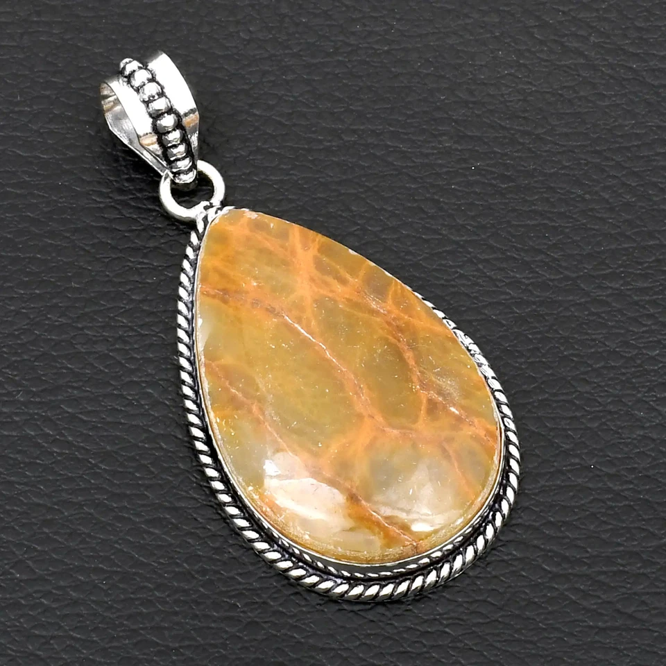 Musgo Amarillo Ágata Piedras Preciosas Étnico Hecho a Mano Colgante Joyería Regalo 2.28" AP-40925 Foto 1 de 1