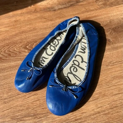 Zapatos planos de ballet Sam Edelman Felicia talla 10,5 cuero azul lazos delicados Foto 1 de 4