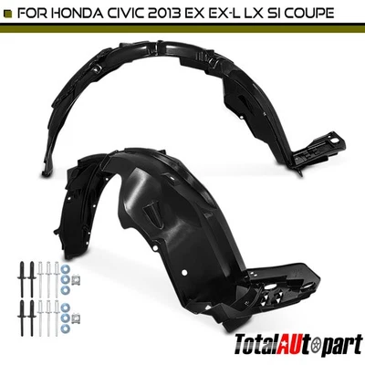 2x внутренние накладки на крыло из полиэтилена с изоляционным пеноматериалом для Honda Civic 2013 Coupe передние - Изображение 1 из 4