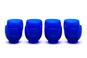 8er Set Vintage Hasel-Atlas Kobaltblau Saft Whisky Gläser 2,5" 30er-40er Jahre - Bild 1 von 4