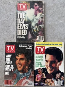 LOT 3 1980's Elvis Presley TV Guide Magazine The Day Elvis Died, Hollywood - Picture 1 of 7