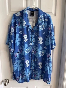 Lilo And Stitch Button Up Shirt Mens XL Blue Embroidered Back Disney - Picture 1 of 5