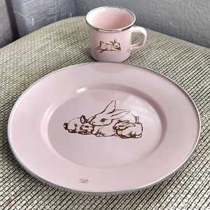 Golden Rabbit Enamelware Pink Bunny Childs' Dish Set - Picture 1 of 11