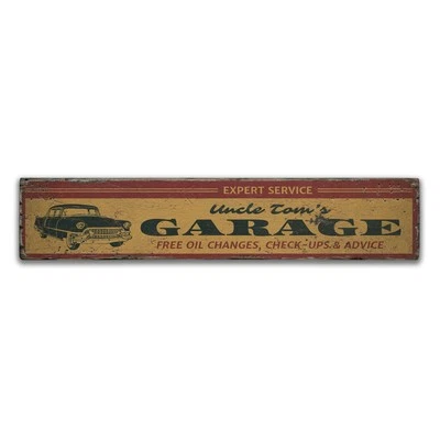 Expert Service Garage Vintage Distressed Sign, Personalized Wood Sign - Image 1 of 2