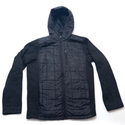 Cutter & Buck CB Hybrid Men's Hooded Jacket M Black/Charcoal Quilted Front Zip - Image 1 of 4