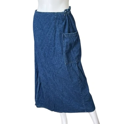 Falda envolvente midi vintage Venezia Denim algodón cottagecore costera talla 14 Foto 1 de 4