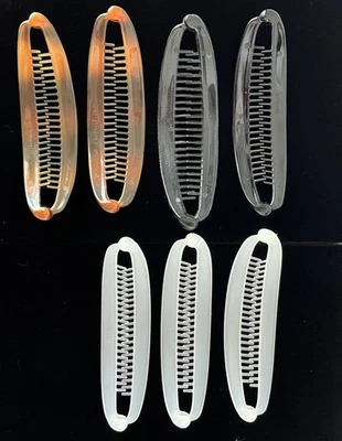 Hair Banana Clip Updo Accessory Clip Faux Tortoise, Black, Frost Mixed Lot of 7 - Image 1 of 4