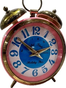 MCM Solid State Holiday Fair 1968 Portable Radio - Pink & Blue Faux Clock-Works - Picture 1 of 24