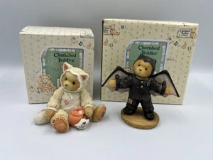 Cherished Teddies Costumes Collector Bear 1997 Barry Bat & 1996 Tabitha Cat MINT - Picture 1 of 9