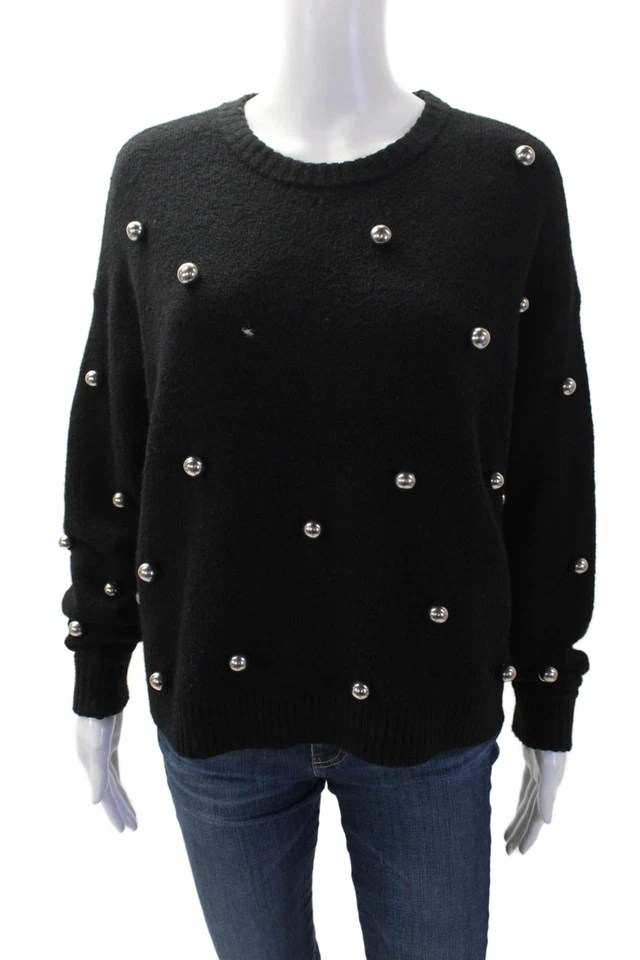 Alice + Olivia Women Pullover Sweater Black Crew Neck Long Sleeve Size S - Image 1 of 4