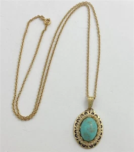 Vintage 1960's Faux Turquoise Black Enamel & Sim. Pearls Pendant Necklace 24" L - Picture 1 of 5
