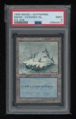 MTG Ice Age SNOW-COVERED ISLAND Common PSA 9 MINT Pop 3 None Higher Vintage - Image 1 of 2