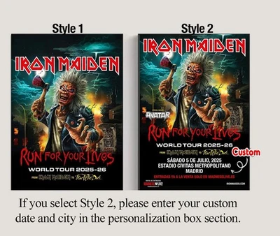 Iron Maiden - Run For Your Lives World Tour 2025 - 2026 Poster