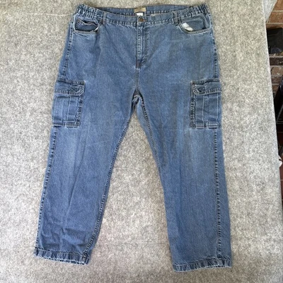 Duke Haband Jeans Men W52 Blue Denim Classic Cargo Pockets Straight Leg Stretch - Image 1 of 4