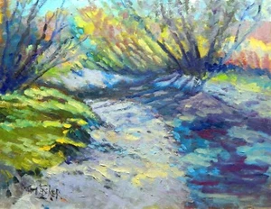 creek bottom river Impressionist Impressionism Landscape Original Oil Painting - Picture 1 of 4