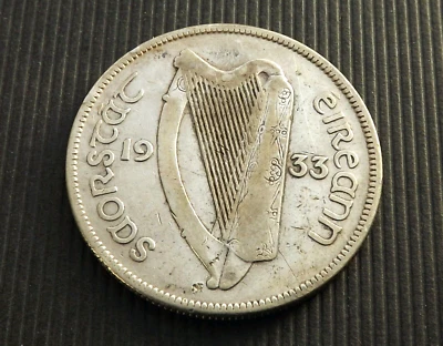 Ireland 1933 1/2 Half Crown Coroin 2 Scilling 6 Pingin Horse Silver VF C8482 - Image 1 of 2