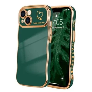  for Case for Women Girls, Cute Wave Frame Curly Shape iPhone 13 Dark Green - Picture 1 of 7