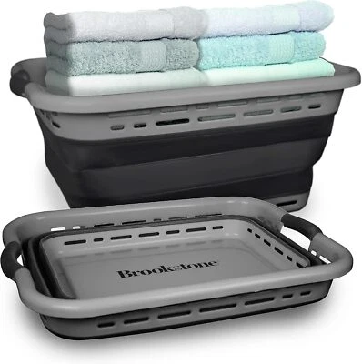 BROOKSTONE, 1 UNIT, 11 GALLONS - [OUR LARGEST BASKET EVER] 24" Collapsible Laund - Image 1 of 4