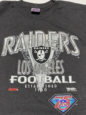 VTG 90s Los Angeles Raiders 1994 NFL 75th Black Pin Strips Shirt Xl New No Tags - Image 1 of 4