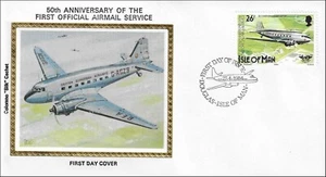 Douglas DC-3 Aircraft Plane Airmail Isle Of Man Colorano Silk FDC 1984 - Picture 1 of 1
