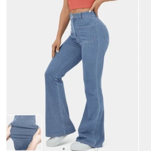Halara Flex High Waisted Button Pockets Stretchy Knit Casual Flare Jeans Small - Picture 1 of 16