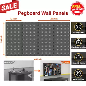 Metal Pegboard Panels 4 Pcs 24" x 12" Wall Organizer for Garage Tool Storage - Picture 1 of 7