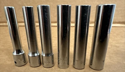 Lot of 6 Snap-on 1/4"  drive SAE Deep Sockets MVS7MVS8 MVS9 MVS10 MVS11 STMD6 - Image 1 of 4
