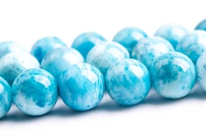 Cuentas de apatita azul agua natural genuinas de 8 mm grado AA cuentas sueltas de piedras preciosas redondas - Imagen 1 de 4