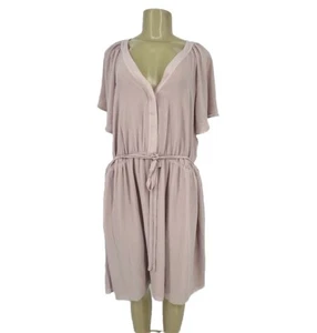 H&M Women Dress 2XL Blush Chiffon Flutter Sleeves V-Neck Waisted Ties B201 - Picture 1 of 11