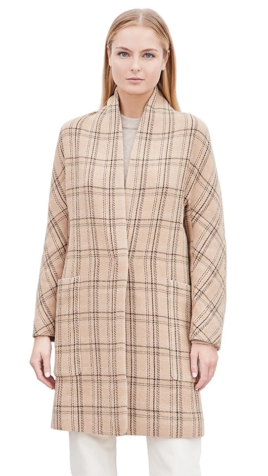 Vince Plaid Wool-blend Coat Women's Brown L