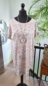 NEXT WILLIAM MORRIS Ladies casual cotton dress Stretch PLUs size 20 XL Floral - Picture 1 of 8