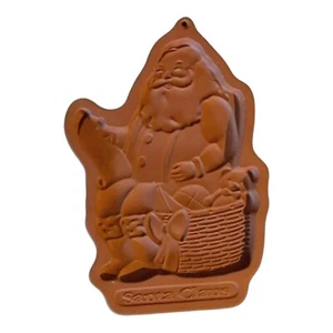 1992 Longaberger Christmas Santa Claus Terracotta Clay Cookie Mold / Ornament - Imagen 1 de 2