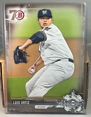 2017 TOPPS BOWMAN PROSPECTS 5x7 #BP128 LUIS ORTIZ MILWAUKEE BREWERS 24/49 - Image 1 of 2