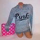 Victoria Secret PINK Hoodie Small Sweater Gray Black Logo Long Sleeve Victoria Secret PINK Hoodie Small Sweater Gray Black Logo Long Sleeve